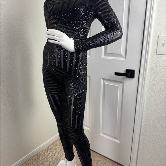 Akira Chicago Sequin Black Regular Size Jumpsuits & Rompers for Women Size M - Picture 1 of 11